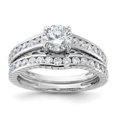 Sterling Silver Rhodium-plated 2-Piece CZ Size 8 Wedding Set Ring